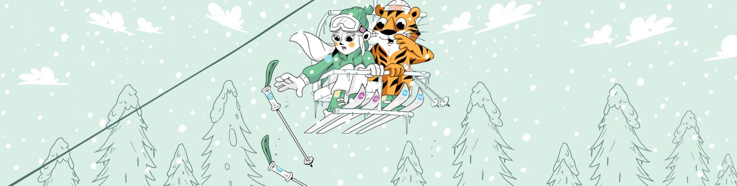 Sticki and Ella are in the gondola and Ella loses her ski poles